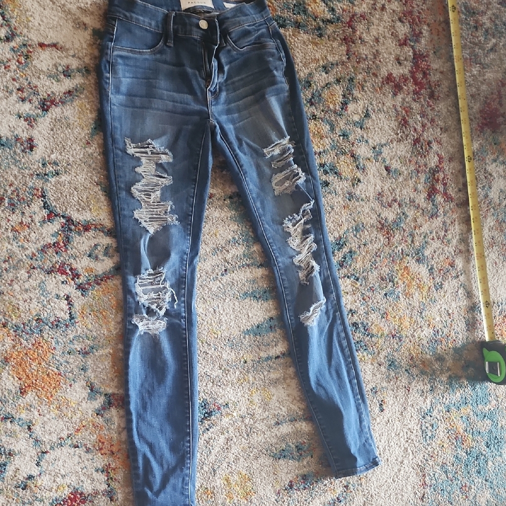 PacSun Blue Skinny Distressed Jeans